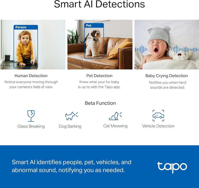 tapo TP-Link 2K QHD Pan/Tilt Security Camera for Pet Camera, Baby Monitor, Motion Detection, Motion Tracking, 2-Way Audio, Night Vision, Cloud &SD Card Storage, Works w/Alexa & Google Home( C220) - Image 5